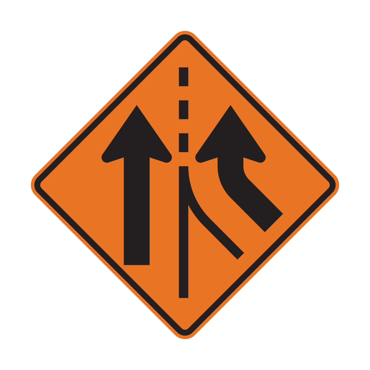 Added Lane Construction Road Sign (W4-3)