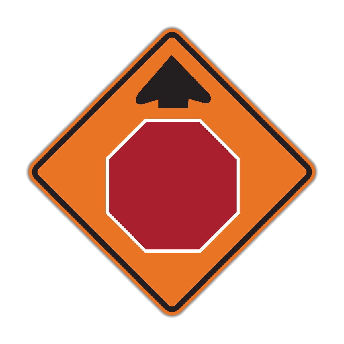 Stop Ahead Symbol Construction Sign (W3-1C)