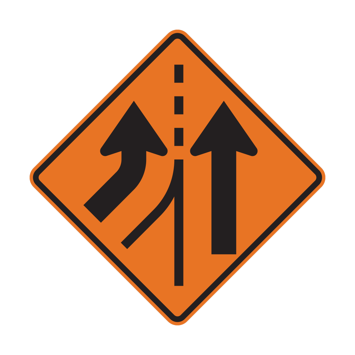 Added Lane Construction Road Sign (W4-3)