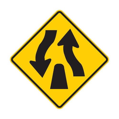 Divided Highway Ends Sign (W6-2)