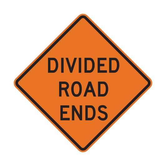 Divided Road Ends Construction Roadway Sign (W3-4)