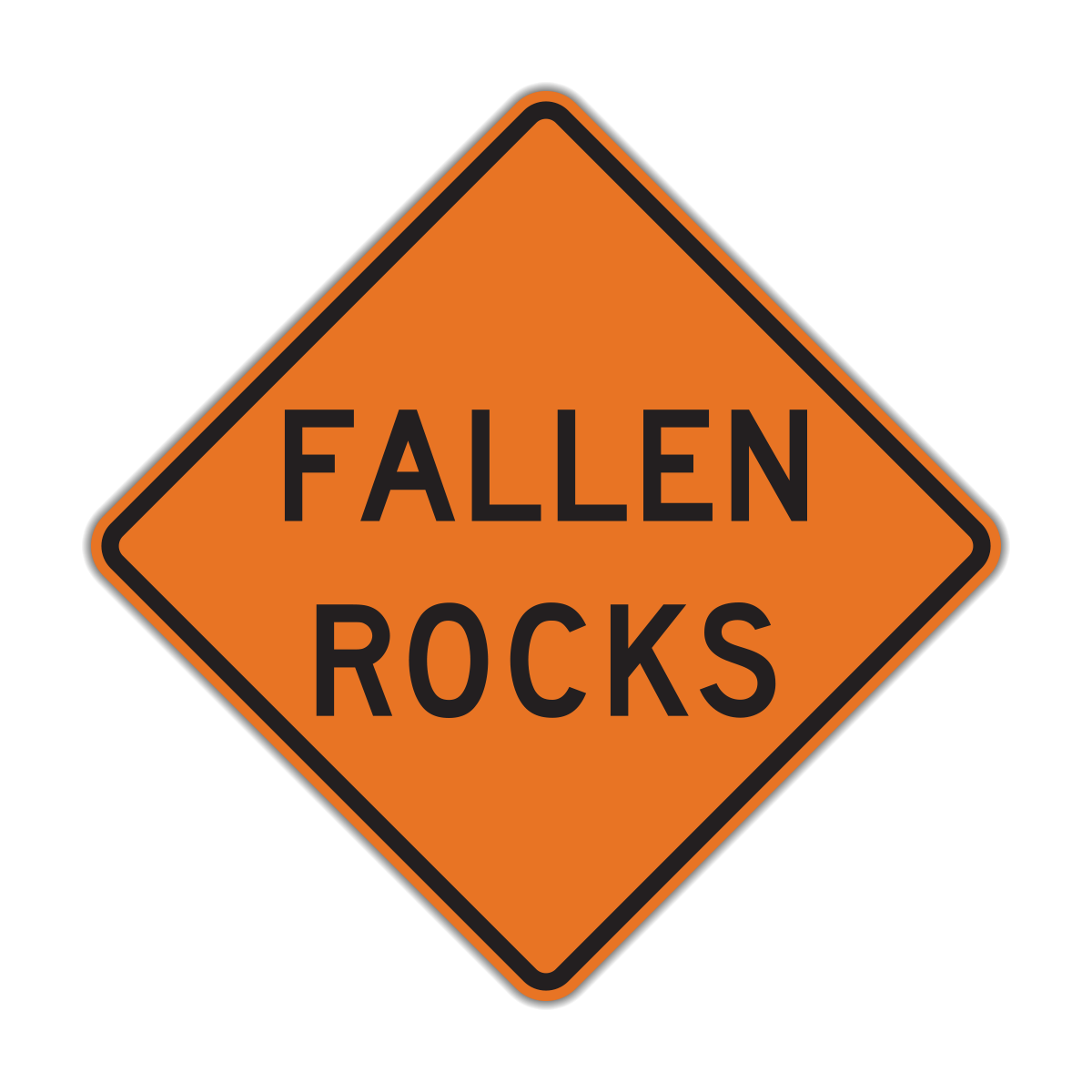 Fallen Rocks Road Warning Sign (W8-14)