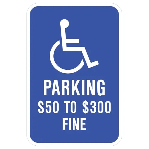 Handicap Symbol Parking $50 to $300 Fine Sign for Missouri