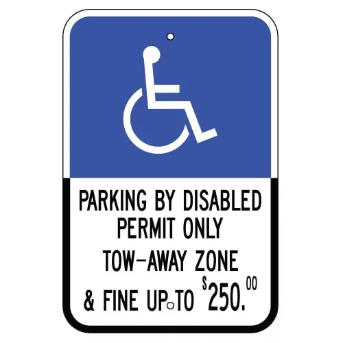 Parking by Disabled Permit Fine Sign with Handicap Symbol for Florida