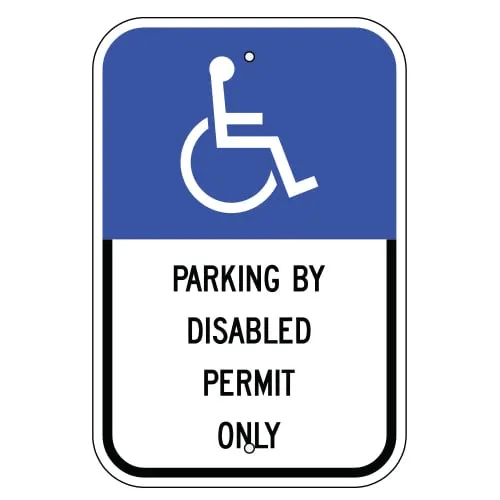 Parking by Disabled Permit Only Sign for Florida with Handicap Symbol