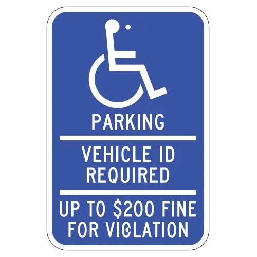 Handicap Parking Symbol SIgn Vehicle ID Required for Minnesota