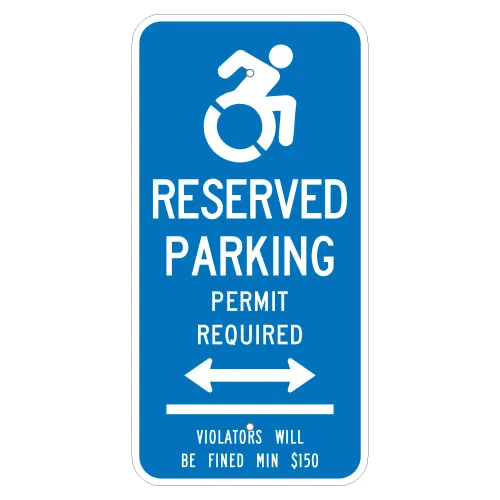 Handicapped Parking Permit Required Sign with Arrow for Connecticut