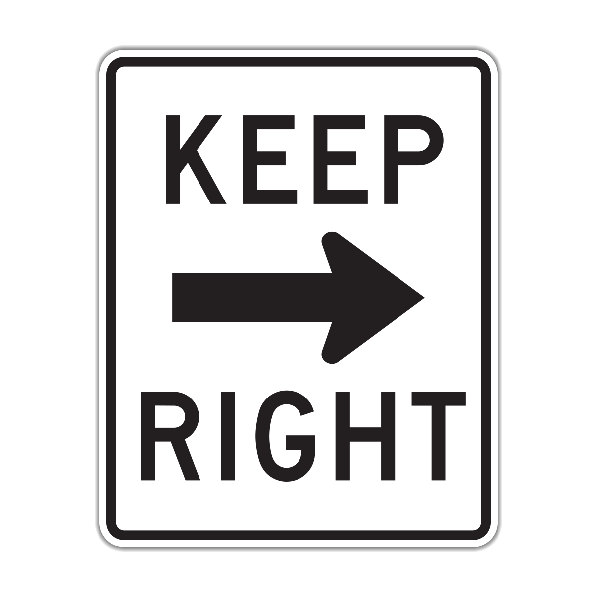 Keep Right Sign with Horizontal Arrow (R4-7a)