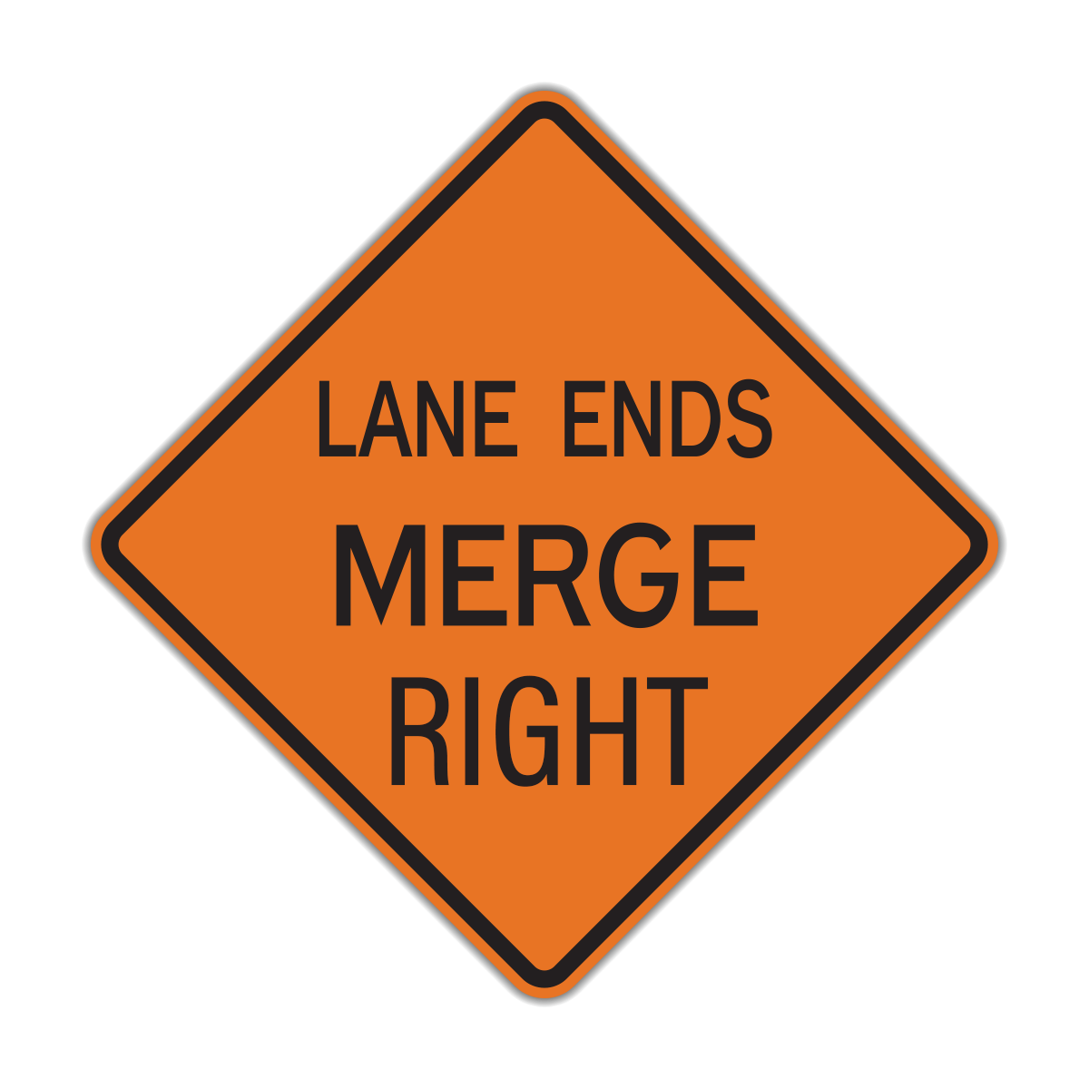 Lane Ends Merge Construction Sign (W9-2)