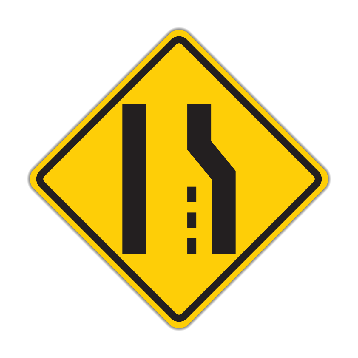 Lane Ends Sign (W4-2)