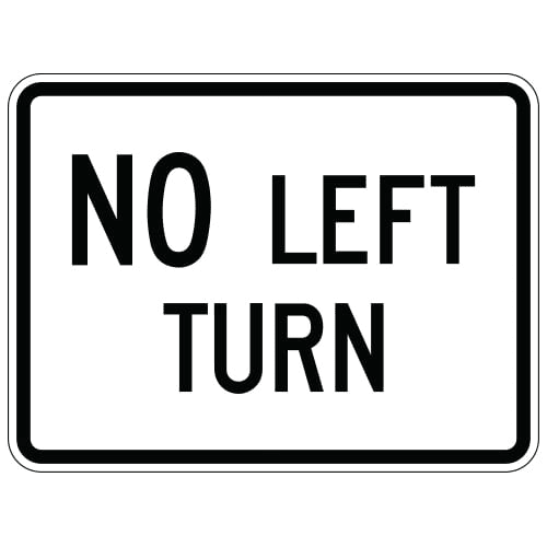 Horizontal No Left Turn Sign (R3-2)