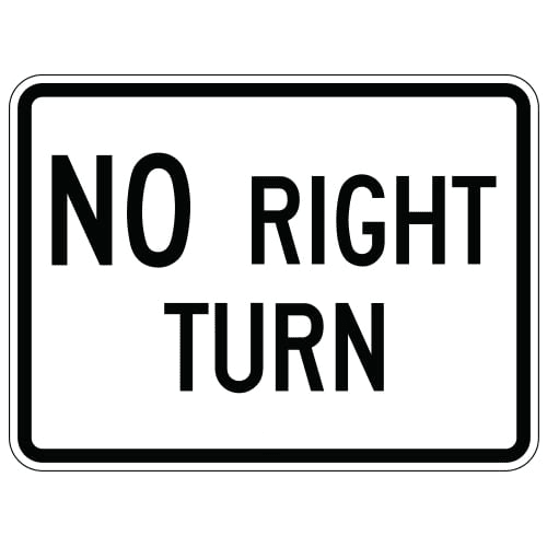 Horizontal No Right Turn Sign (R3-1)
