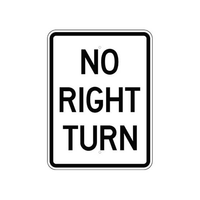 Vertical No Right Turn Sign