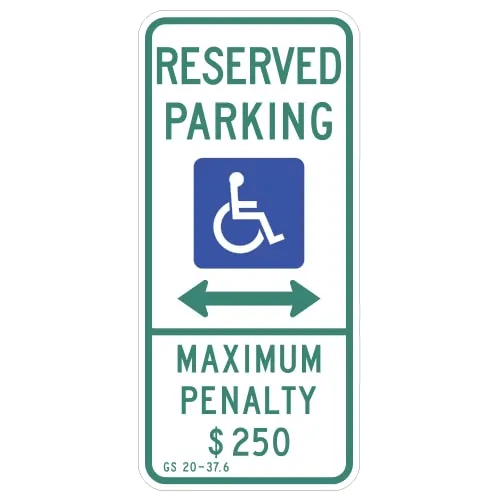 Reserved Parking with Handicap Symbol & Arrow Sign for North Carolina R7-8