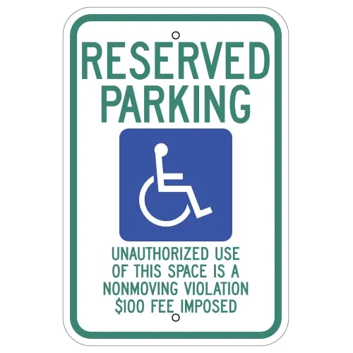 Reserved Parking with Handicap Symbol Sign for North Dakota