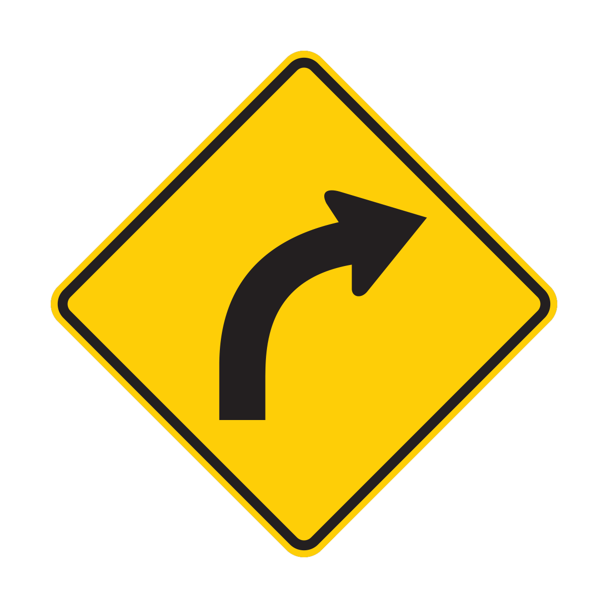 Curve Arrow Sign (W1-2)