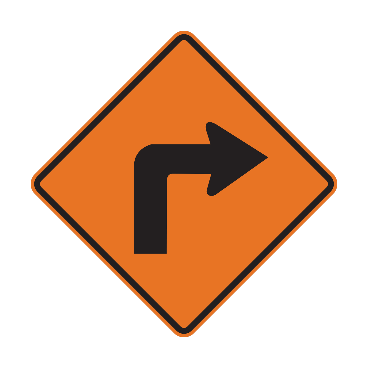 Construction Zone Turn Sign (W1-1c)