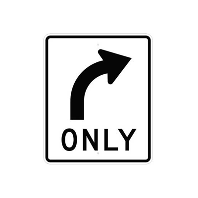 Turn Left or Right Only Sign (R3-5)