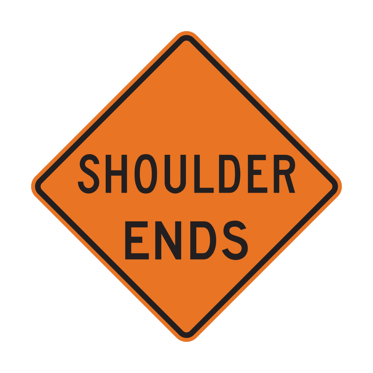 Shoulder Ends Road Construction Sign (W8-25)
