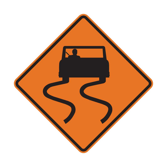 Slippery When Wet Road Sign (W8-5)