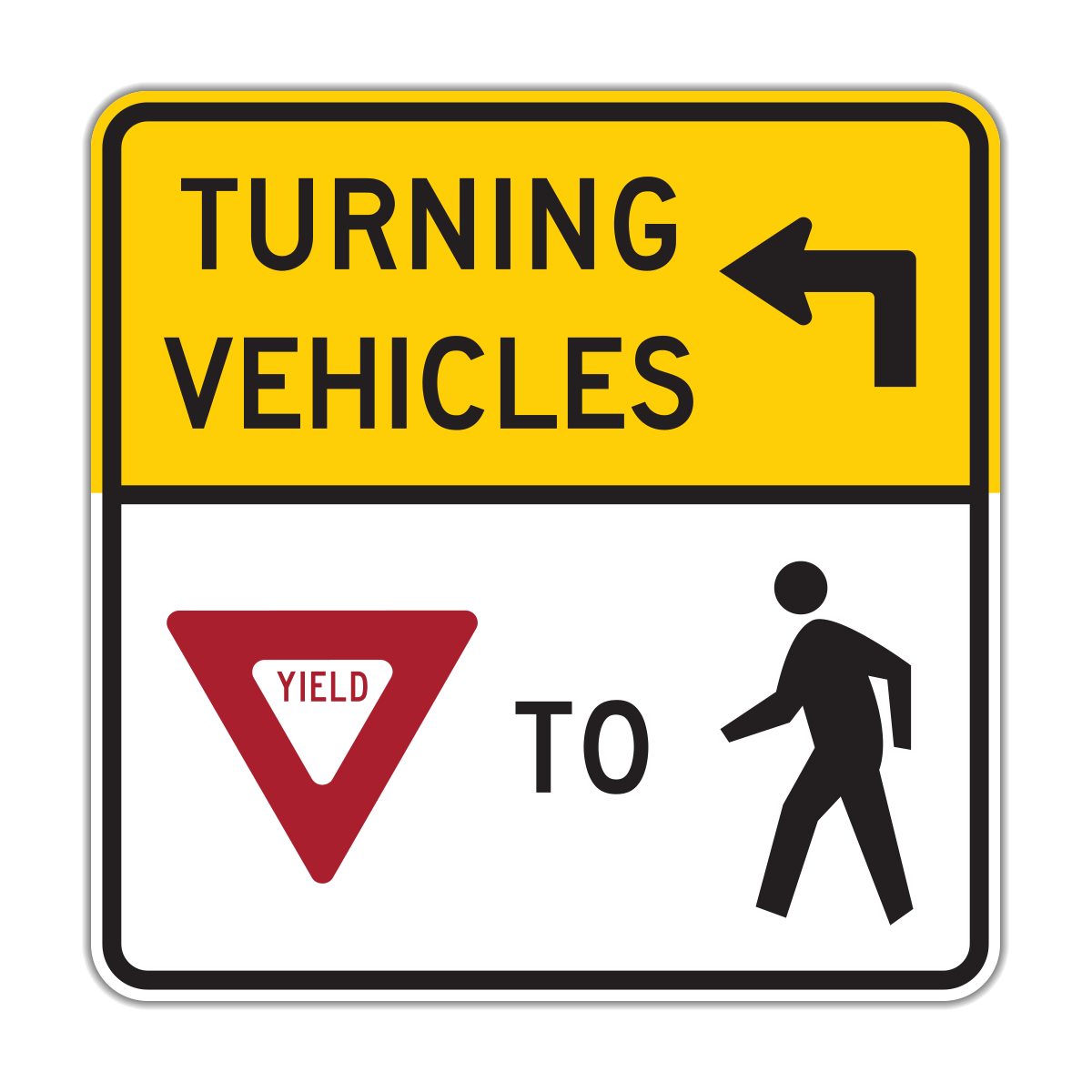 Turning Vehicle Yield to Pedestrians (R10-15)