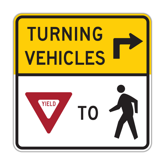Turning Vehicle Yield to Pedestrians (R10-15)