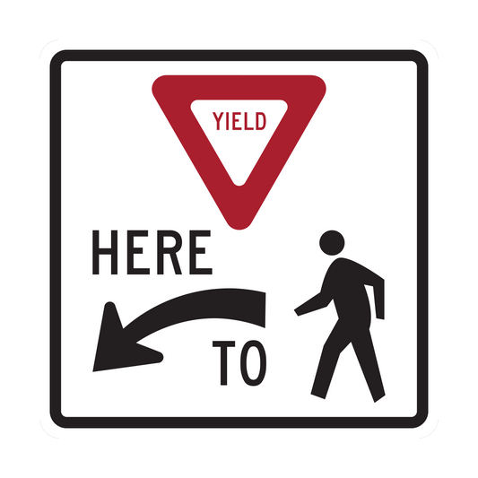 Yield Here To Pedestrians Arrow Sign (R1-5)